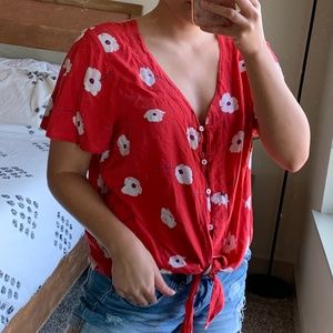 Floral Button Front Top